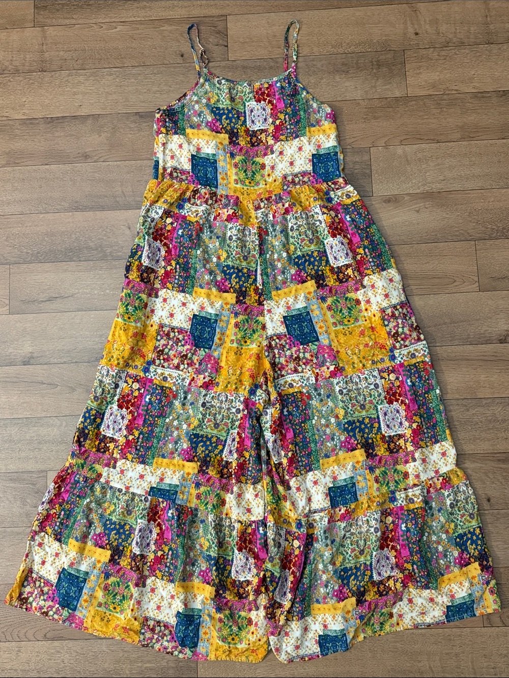 Natural Life Size Medium Patch Design Jumpsuit Bohemian Earthy Whimsical Boho M - Picture 2 of 16